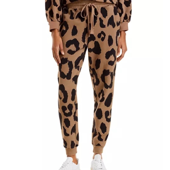 pistola Pants - Pistola Leopard Print Jogger Sweatpants Tan Brown Animal Print Small